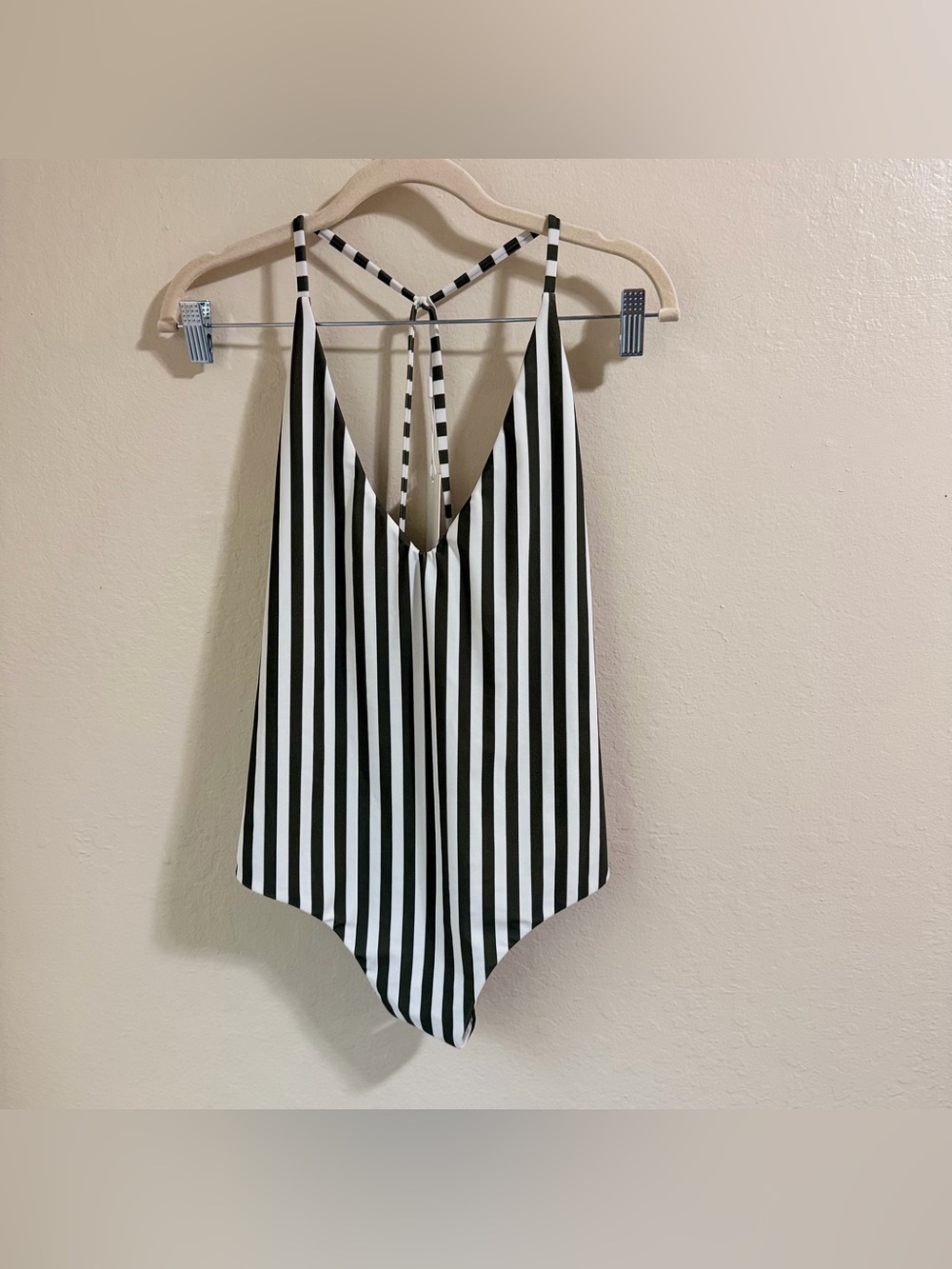 MIKOH Majorca One Piece Swimsuit NWT Large French Stripe Vetiver Olive Green - Picture 2 of 8